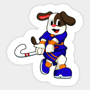 Dog at Hockey with Hockey stick Sticker